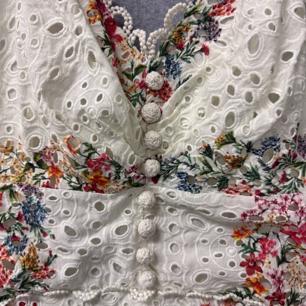 NWT FARM Rio Delicate Forest Scarves Midi in White Floral Eyeler Tank Dress XL - Picture 3 of 16